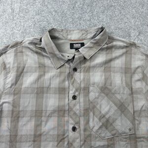 Alaskan Hardgear Shirt Mens 2XL Gray Plaid Short Sleeve Button Front Fishing